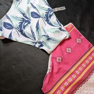 Floral and Geometric Print Swimsuit